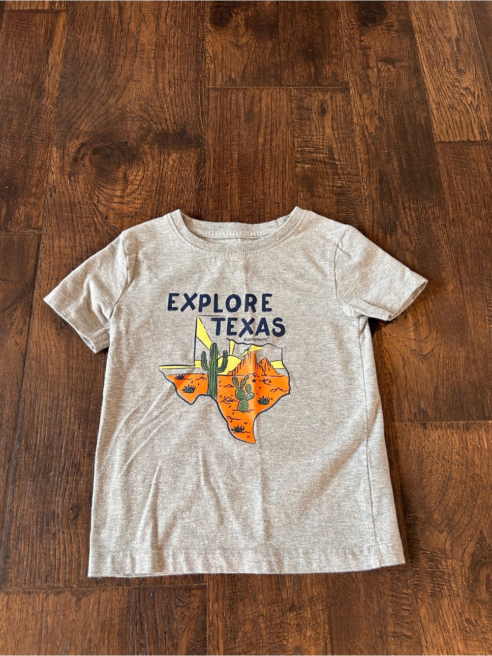 Ruffle Butts Gray Tee with Orange & Green Texas Graphic